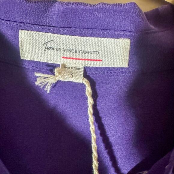 Two by Vince Camuto 100% Silk Button-Up Shirt in Purple - Picture 4 of 6